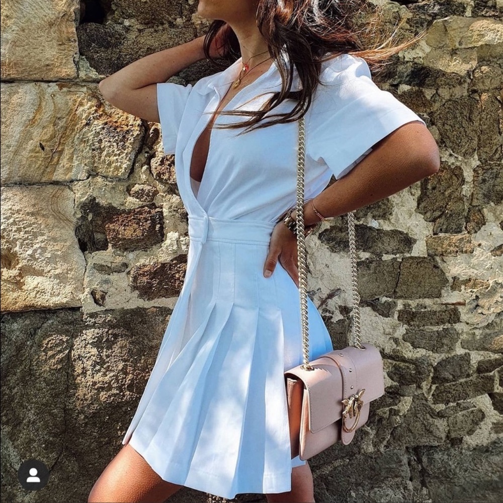 Zara blogger white pleated dress - Picture 7 of 10
